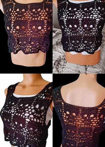 Gotik örgü kuru kafa Mini Bluz