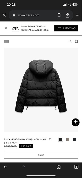 m Beden Zara Mont