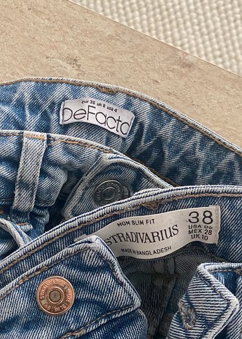 Stradivarius Gri Mavi Normal Kesim Rahat Kadın Kot Pantolon