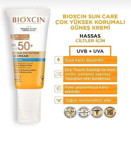 Bioderma Bioxcin çok yüksek korumalı güneş kremi 50 spf hassas ciltler iç