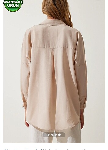 Krem Oversize Gömlek  - Görsel 3