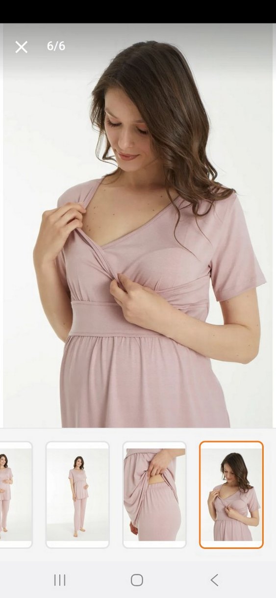 Pembe Hamile ve Emzirme Pijama Takımı - Görsel 3