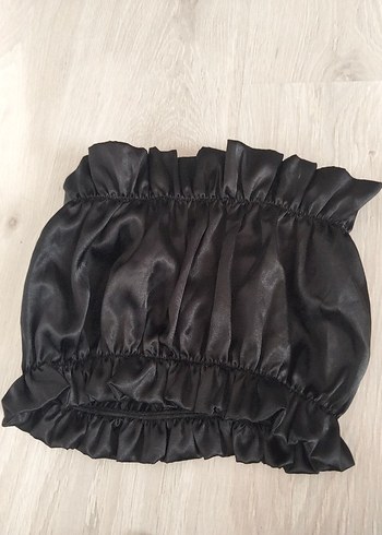 Siyah Fırfırlı Mini Etek