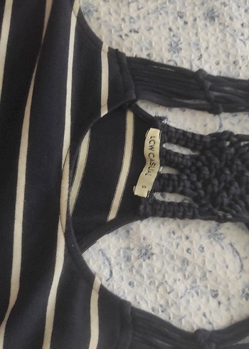 Siyah Çizgili Uzun Halter Yaka Elbise - Görsel 2