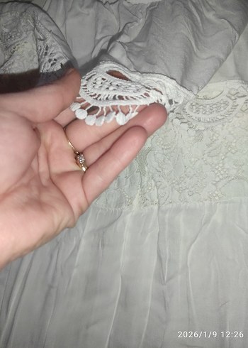 Dantel Detaylı Bohem Uzun Beyaz Elbise - Görsel 2