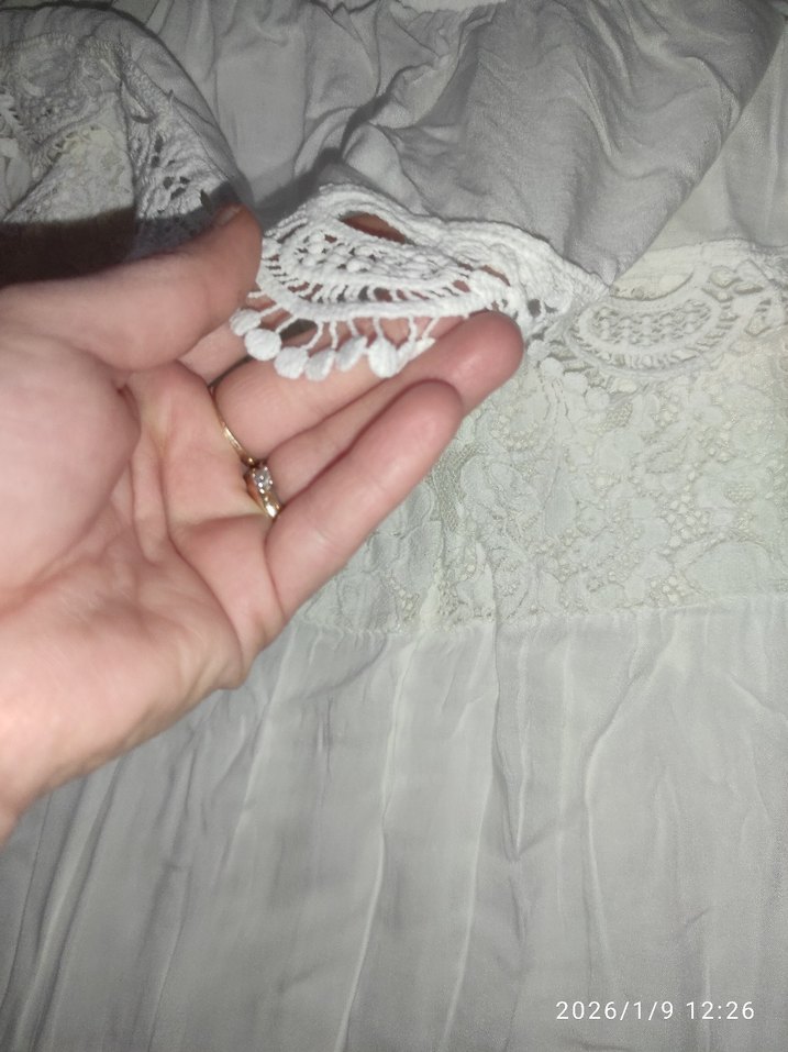 Dantel Detaylı Bohem Uzun Beyaz Elbise - Görsel 2