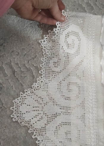 Nakışlı Beyaz Havlu Gri Detaylı - Görsel 7