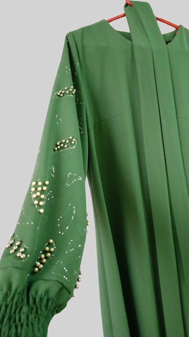 Yeşil Uzun Kadın Elbise - Görsel 3