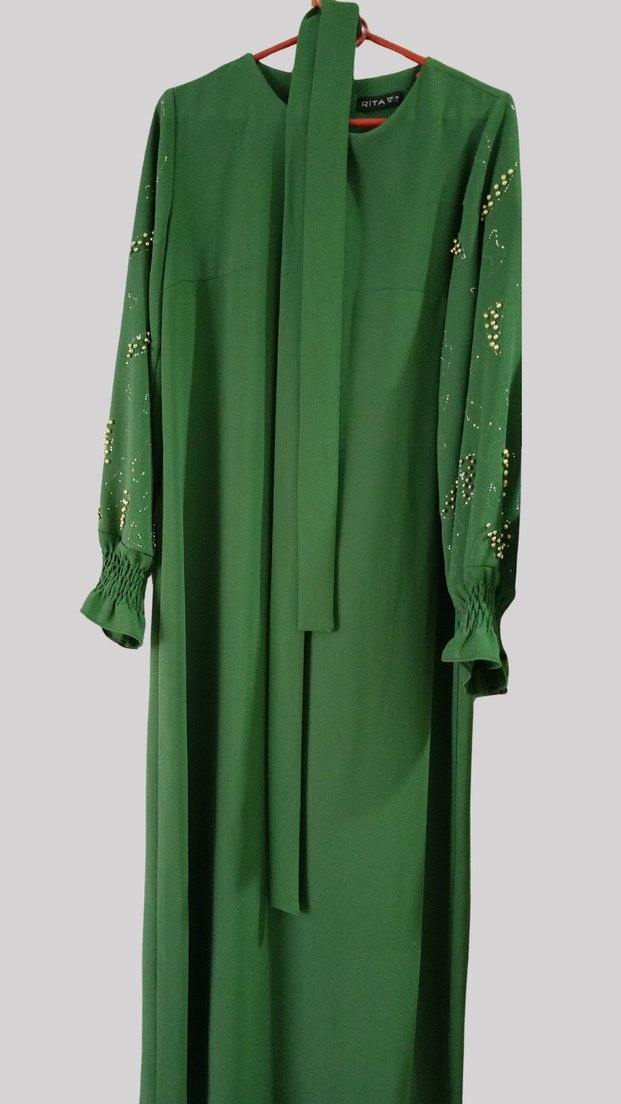 Yeşil Uzun Kadın Elbise - Görsel 2