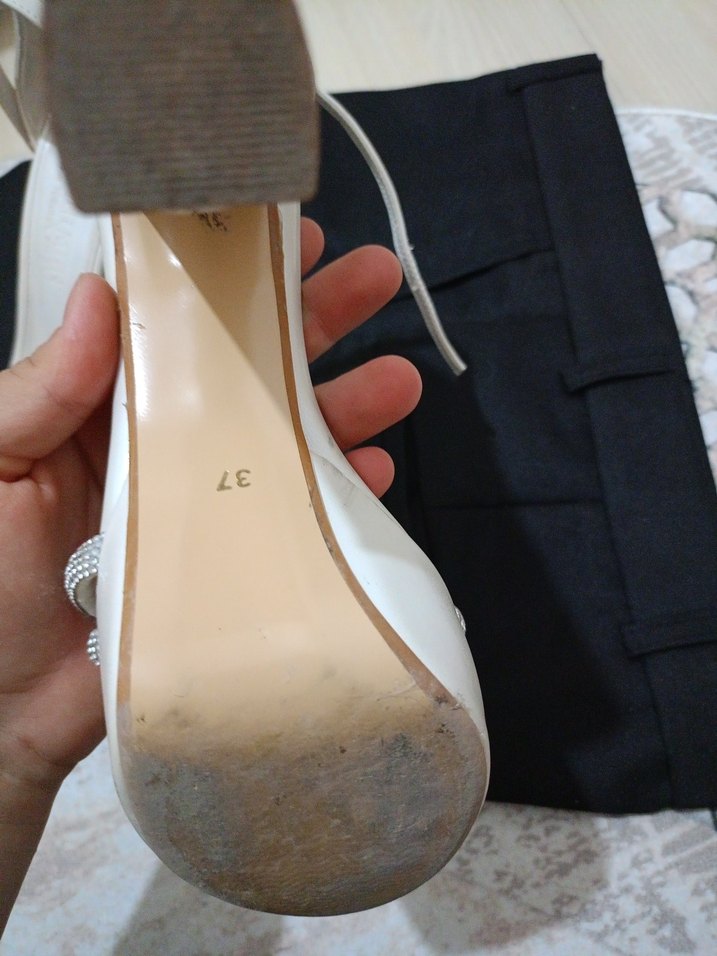 Beyaz, Taş Detaylı Platform Topuklu Gelin Ayakkabısı - Görsel 4