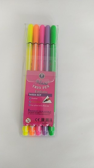 5 li fosforlu fineliner kalem seti sıfır kutusunda açılmamış amb