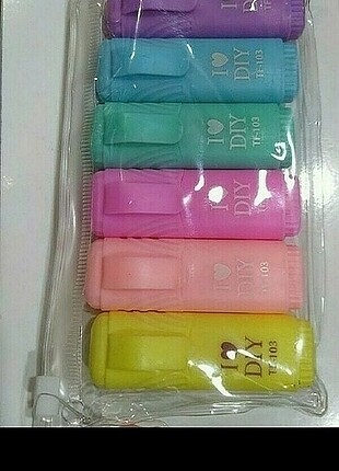 6 lı mini fosforlu kalem seti, sıfır kutusunda açılmamış ambalaj