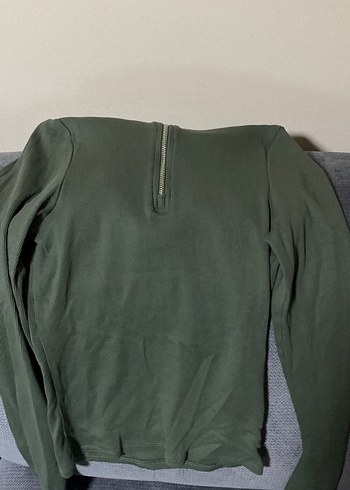 Gri Yarım Fermuarlı Yüksek Yakalı Erkek Sweatshirt - Görsel 2