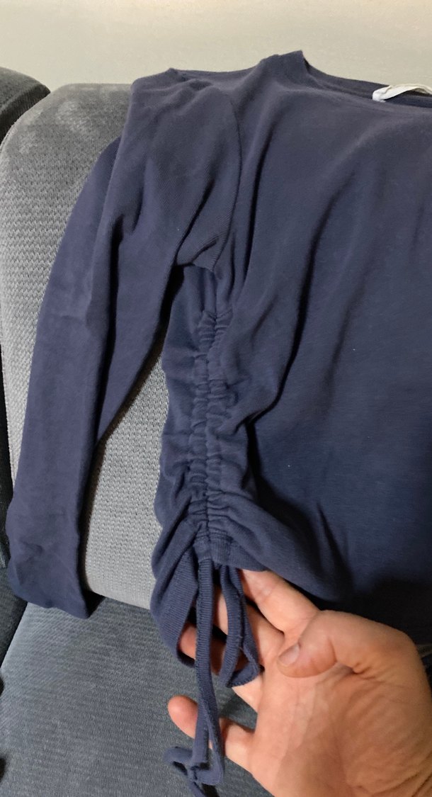 Gri Kadın Bisiklet Yaka Uzun Kollu Sweatshirt - Görsel 2