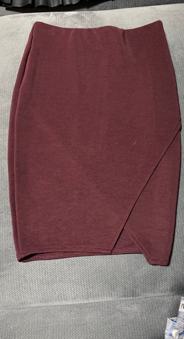 Bordo Midi Kalem Etek Yırtmaçlı - Görsel 2