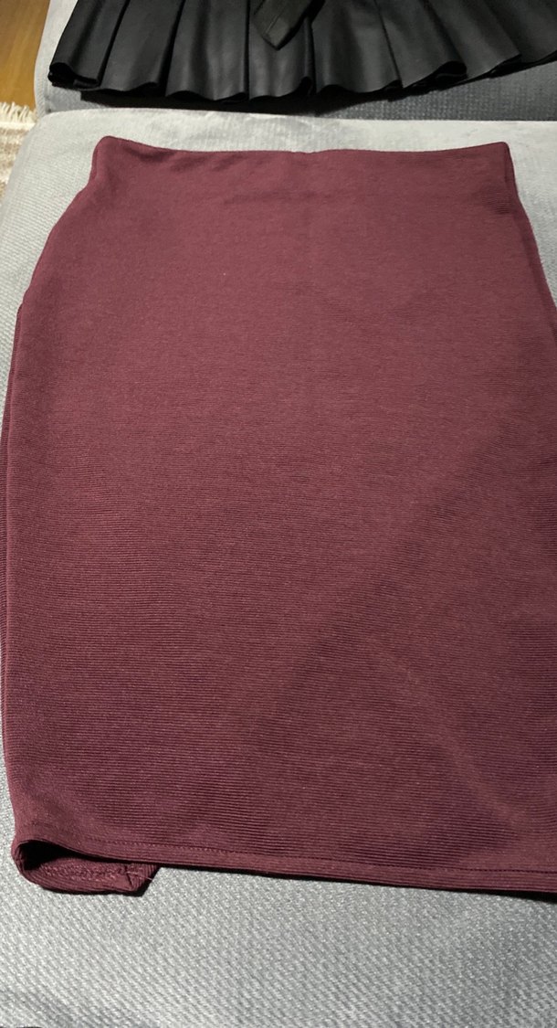 Bordo Midi Kalem Etek Yırtmaçlı - Görsel 4