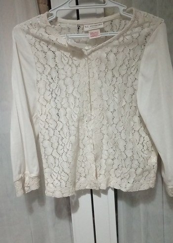 LC Waikiki Beyaz Dantel Detaylı Kız Bolero