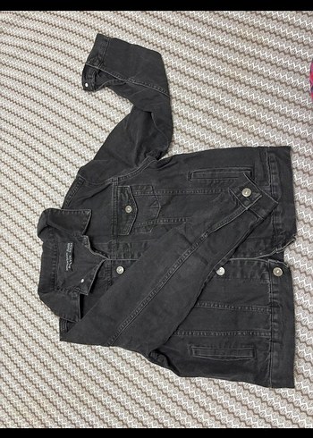 Dilvin Düğmeli Siyah Kadın Denim Ceket