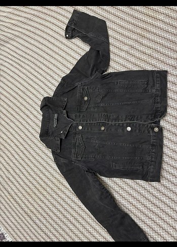 Düğmeli Siyah Kadın Denim Ceket