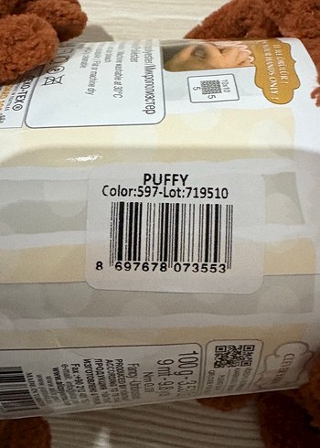  Beden kahverengi Renk Alize Puffy Kahverengi Peluş İplik renk kodu= 597