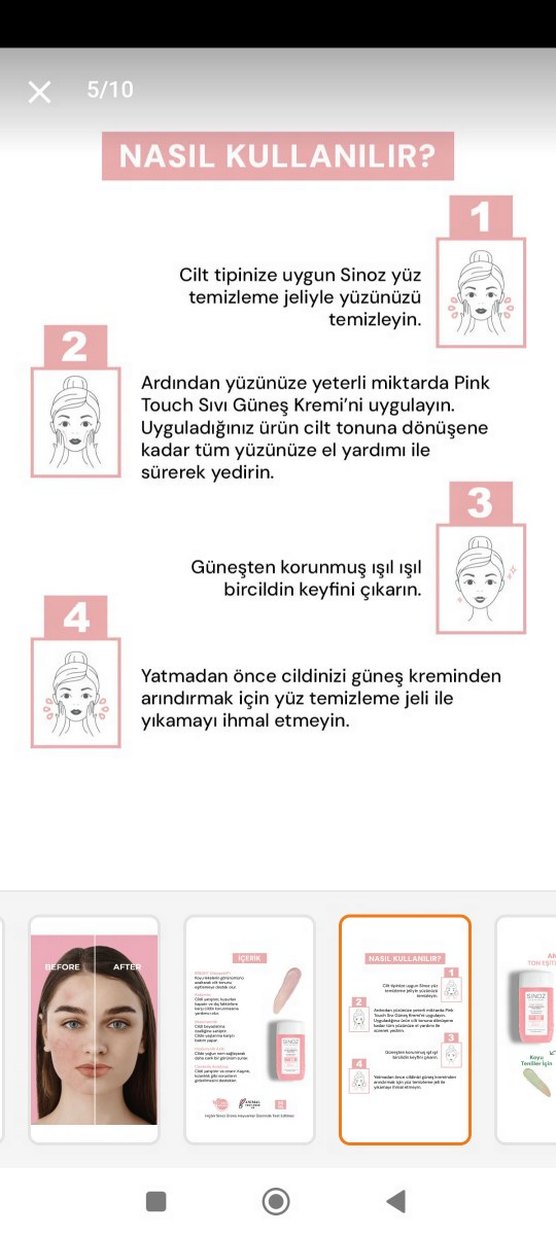 Sinoz Pembe Ton Eşitleyici Güneş Kremi SPF 50 - Görsel 5