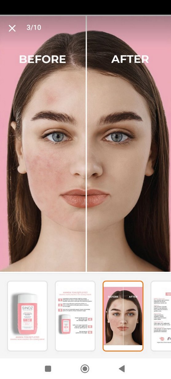 Sinoz Pembe Ton Eşitleyici Güneş Kremi SPF 50 - Görsel 3