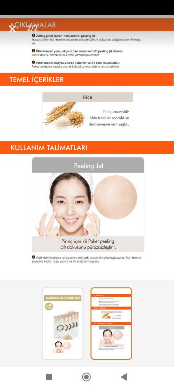 Pirinç İçerikli Peeling Jel - Görsel 2