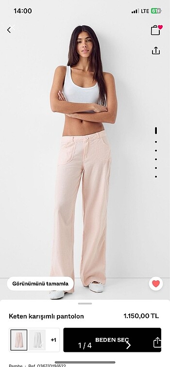 bershka pembe keten pantolon