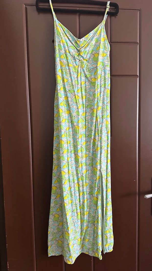 Bohem Çok Renkli Uzun Askılı Elbise - Görsel 4