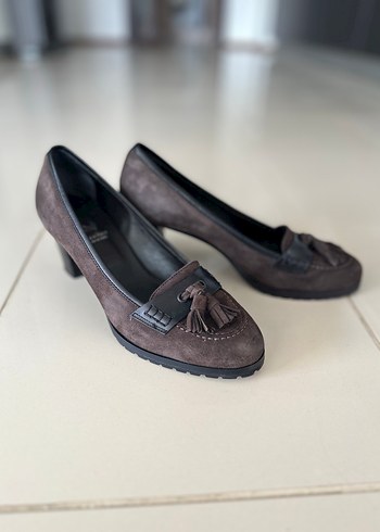 Kahverengi Süet Püsküllü Platform Topuklu Kadın Ayakkabı - Görsel 4