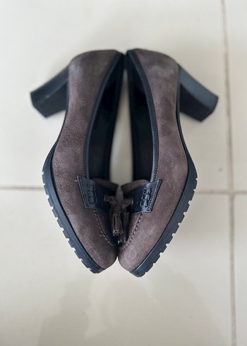 Kahverengi Süet Püsküllü Platform Topuklu Kadın Ayakkabı - Görsel 6