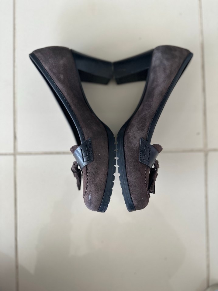 Kahverengi Süet Püsküllü Platform Topuklu Kadın Ayakkabı - Görsel 5