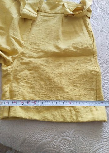 Sarı Keten Mini şort - Görsel 6