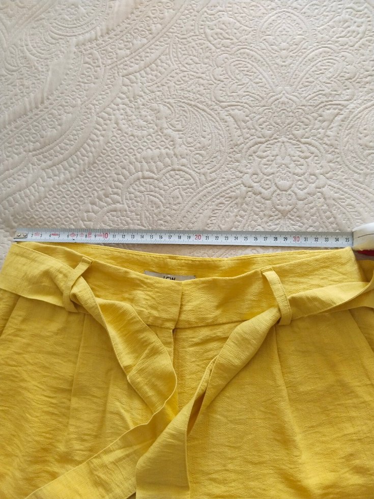 Sarı Keten Mini şort - Görsel 4