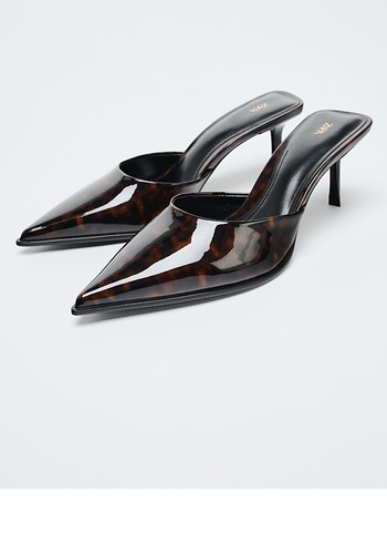 Zara Kahverengi Leopar Desenli Stiletto Terlik