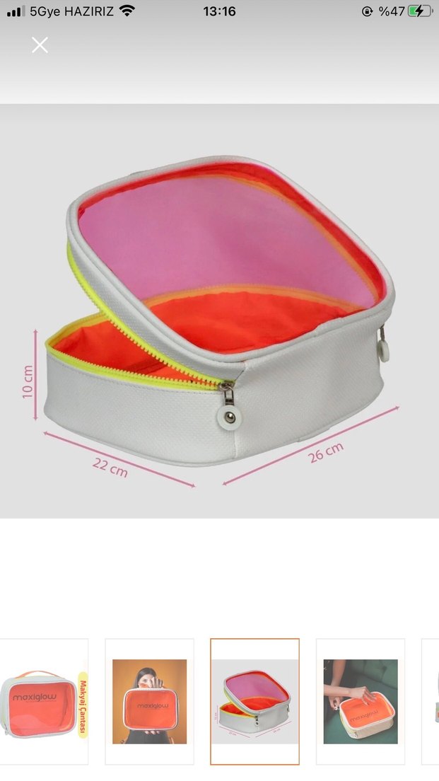 Renkli Parlak Kadın Makyaj Çantası - Görsel 3