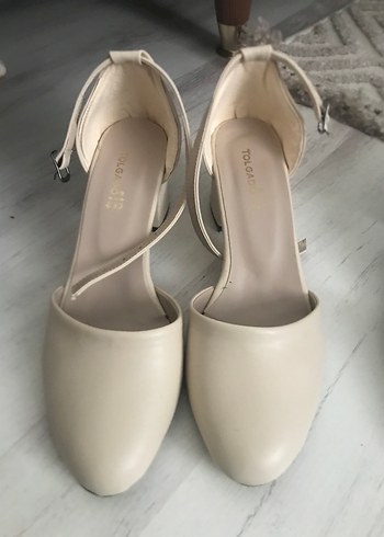 Bej Tokalı Kadın Topuklu Ayakkabı - Görsel 4