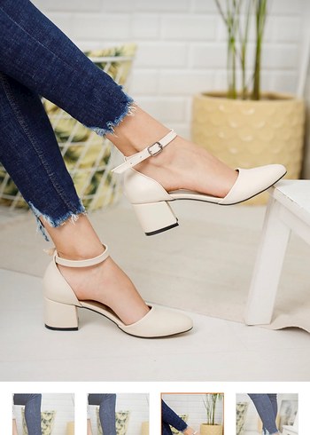 Bej Tokalı Kadın Topuklu Ayakkabı - Görsel 2