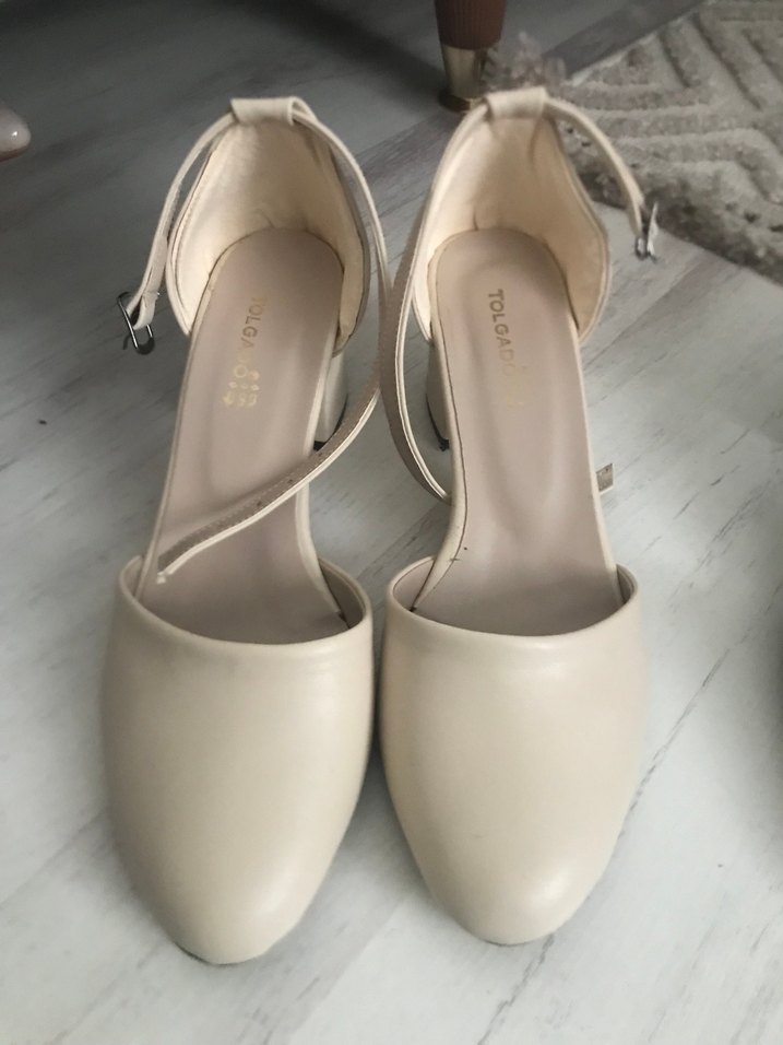 Bej Tokalı Kadın Topuklu Ayakkabı - Görsel 4