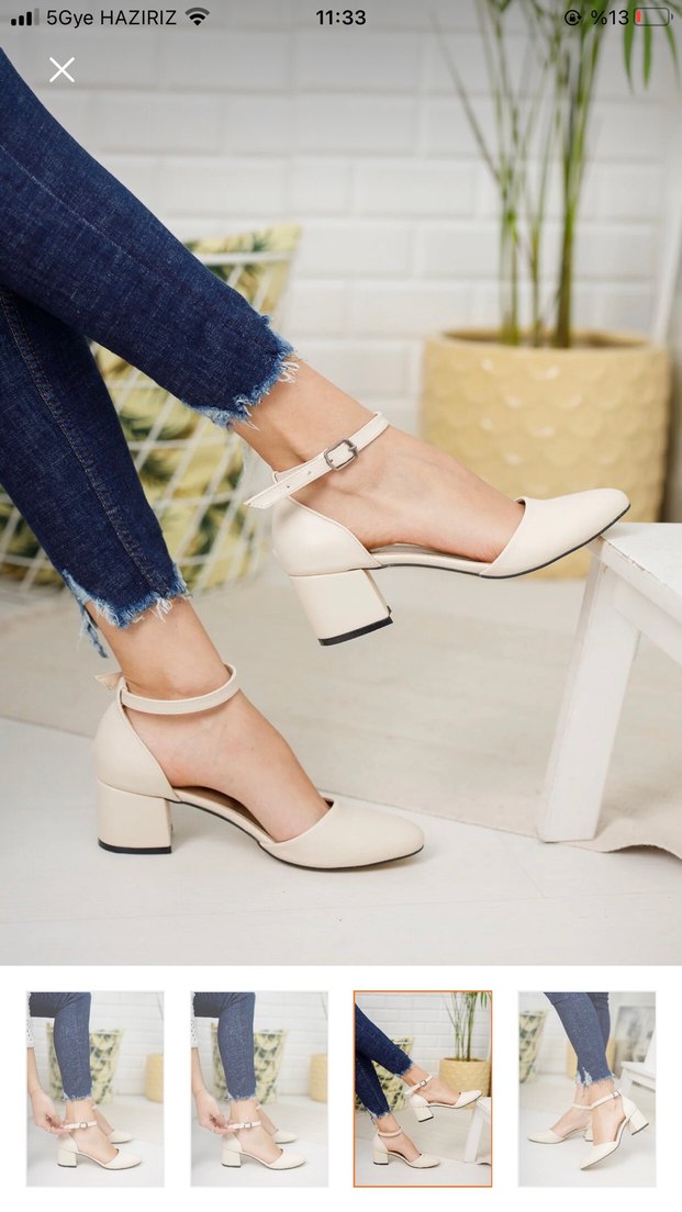 Bej Tokalı Kadın Topuklu Ayakkabı - Görsel 2