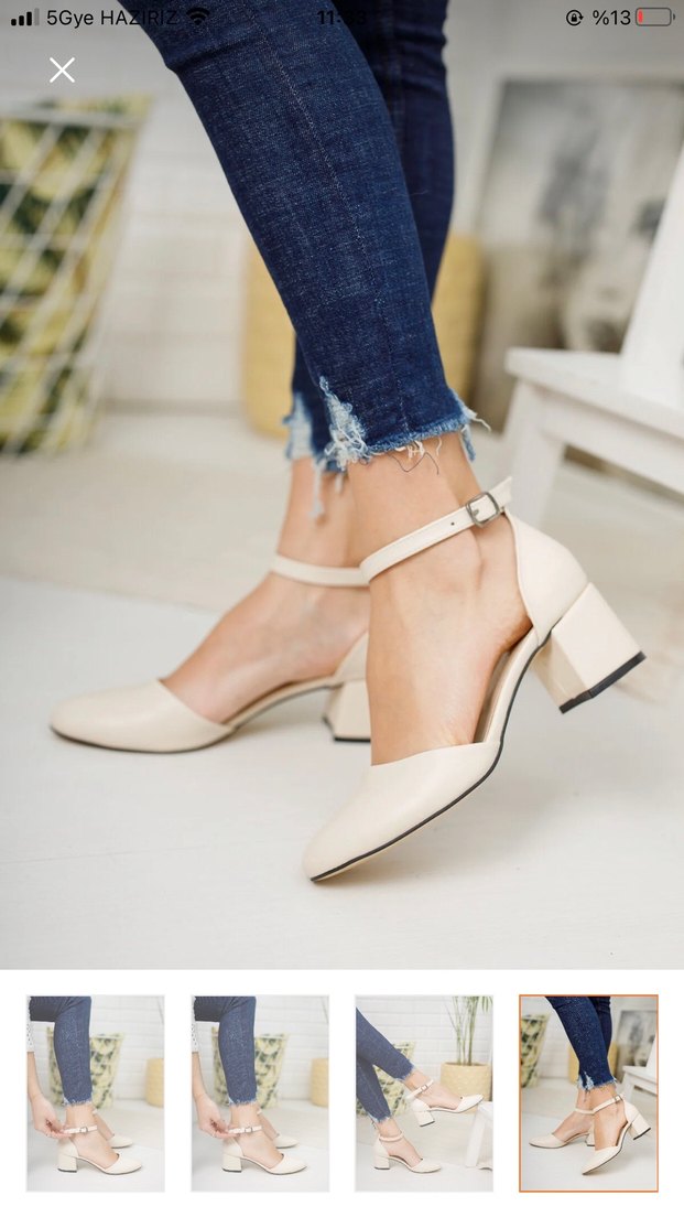 Bej Tokalı Kadın Topuklu Ayakkabı - Görsel 3