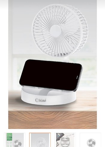 Şarjlı Masaüstü Fan 16 cm Beyaz - Görsel 2