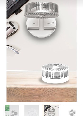 Şarjlı Masaüstü Fan 16 cm Beyaz - Görsel 3