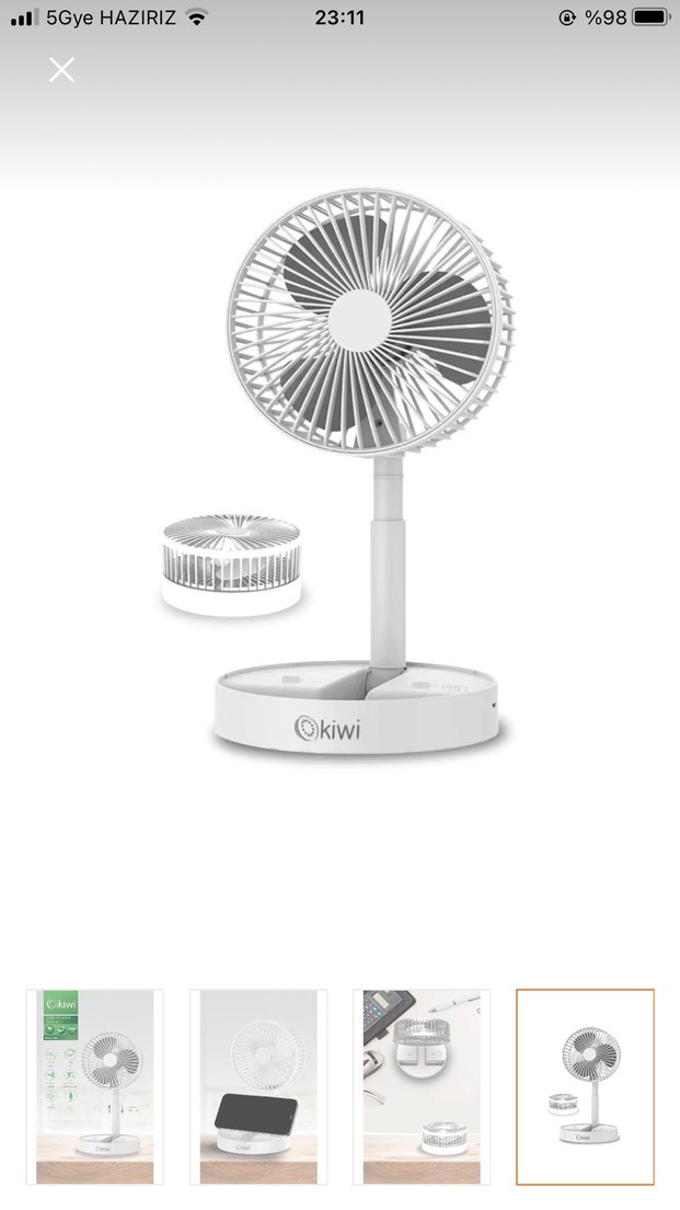 Şarjlı Masaüstü Fan 16 cm Beyaz - Görsel 4