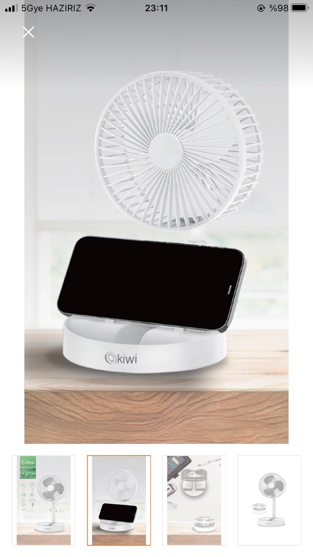 Şarjlı Masaüstü Fan 16 cm Beyaz - Görsel 2