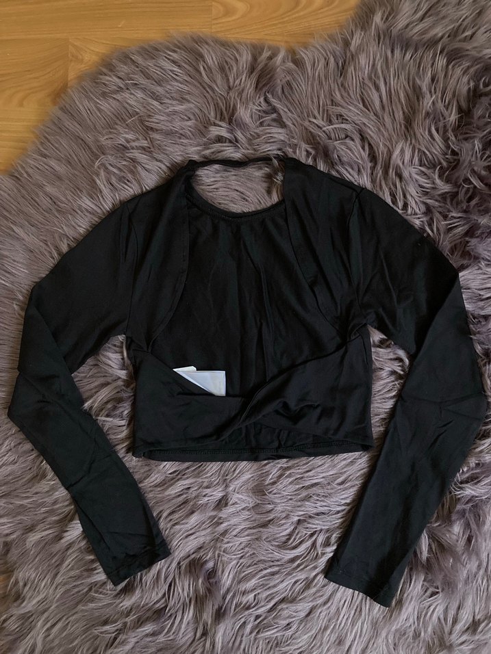 Siyah Arkası Dekolteli Uzun Kollu Kadın Bluz - Görsel 3