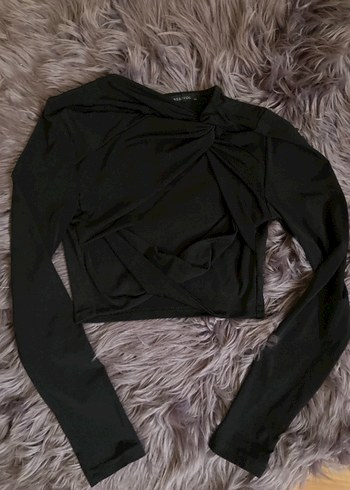 Uzun Kollu Siyah Önü Çapraz Gotik Bluz - Görsel 2