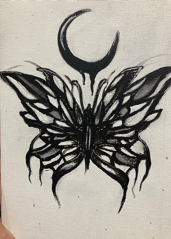 Kelebek ve Ay Figürlü Sanat Tablosu - Görsel 3