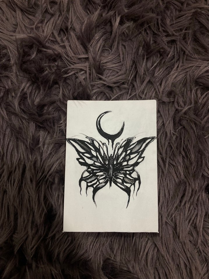 Kelebek ve Ay Figürlü Sanat Tablosu - Görsel 2