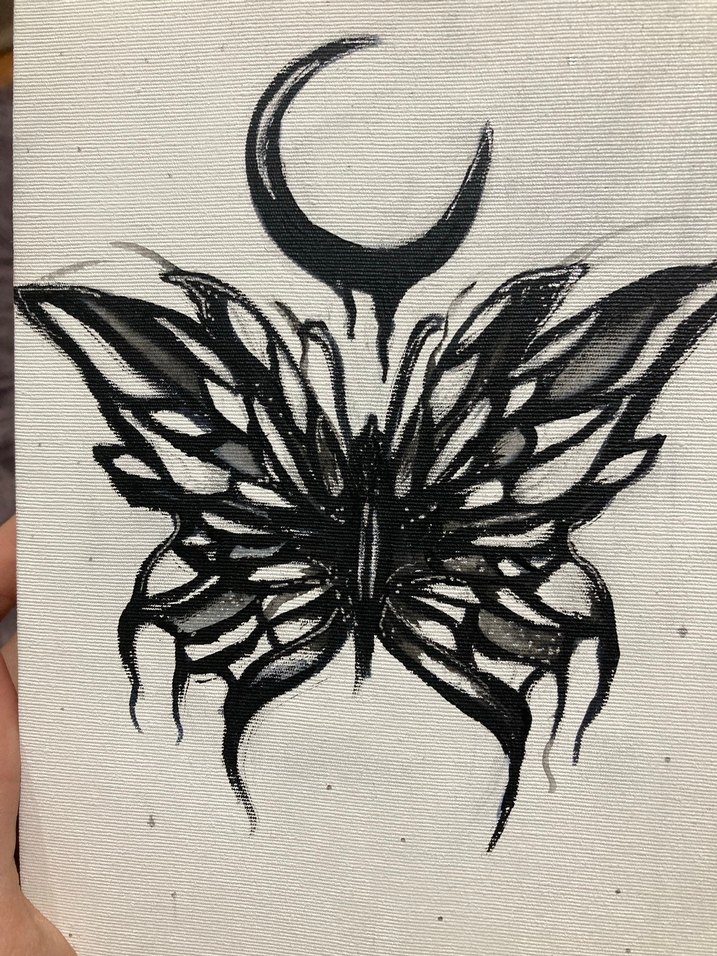 Kelebek ve Ay Figürlü Sanat Tablosu - Görsel 3